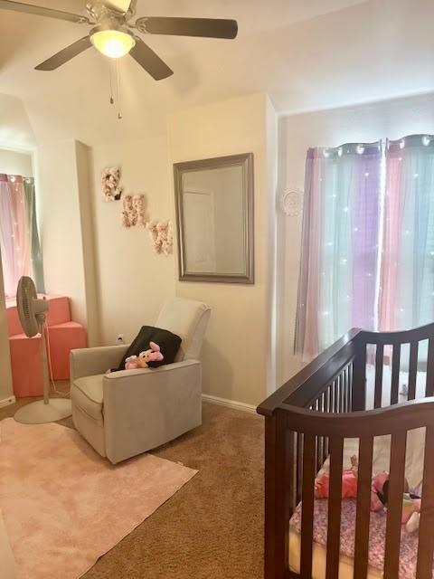 100 Green Water Dr, Fort Worth, TX 76131 - bedroom featuring carpet, baseboards, and a ceiling fan