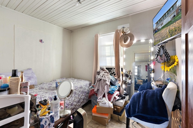 bedroom featuring wooden ceiling