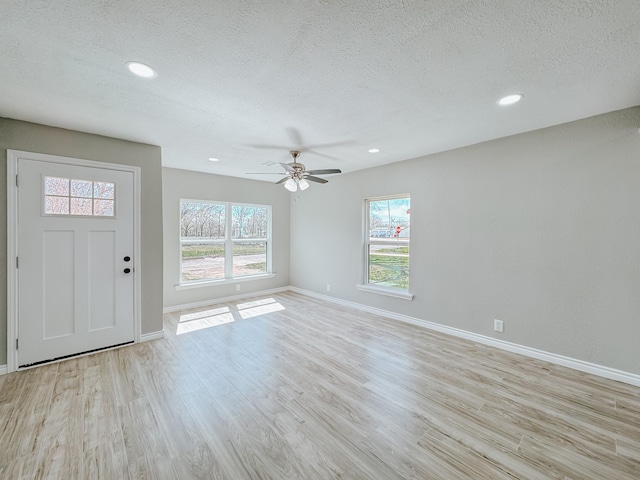 entrance foyer featuring light wood-style floors, baseboards, and a wealth of natural light