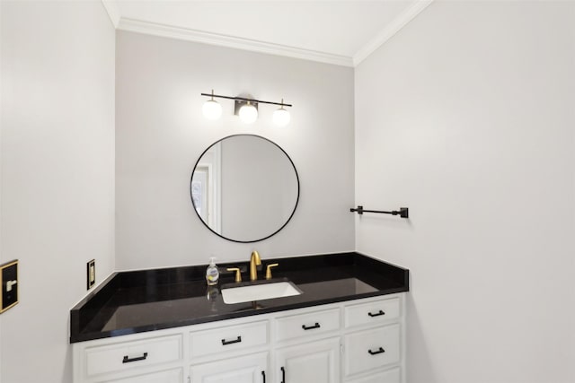 bathroom featuring vanity and crown molding