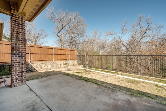 view of yard with a patio area and a fenced backyard