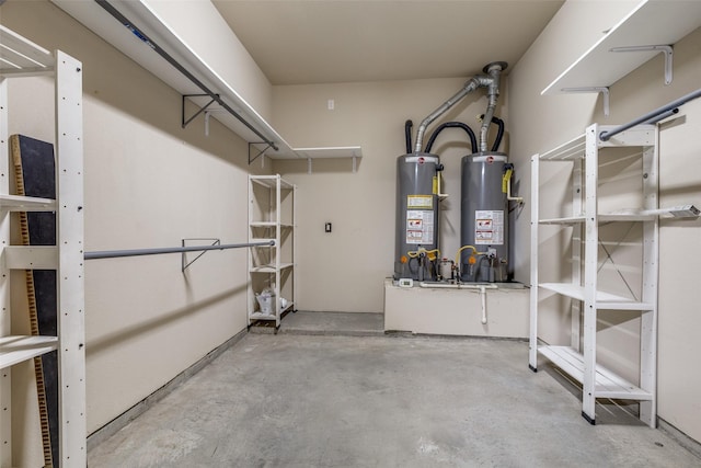 garage with gas water heater