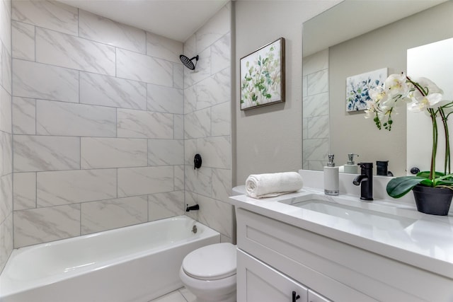 bathroom with vanity, toilet, and shower / washtub combination