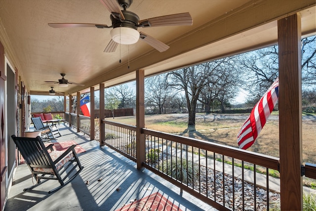 deck featuring ceiling fan