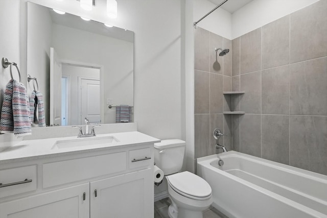 full bathroom with vanity, toilet, and bathing tub / shower combination