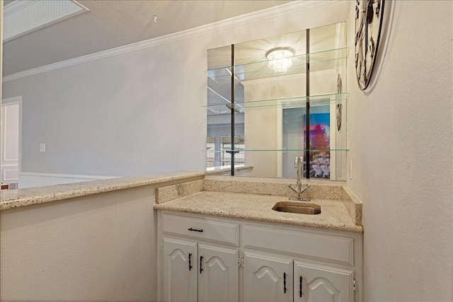 bathroom featuring vanity and crown molding