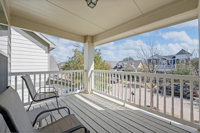 deck with a residential view