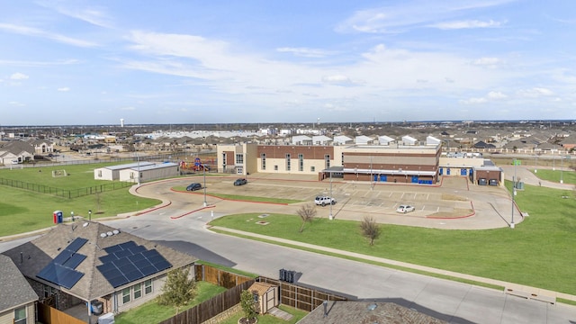 drone / aerial view with a residential view