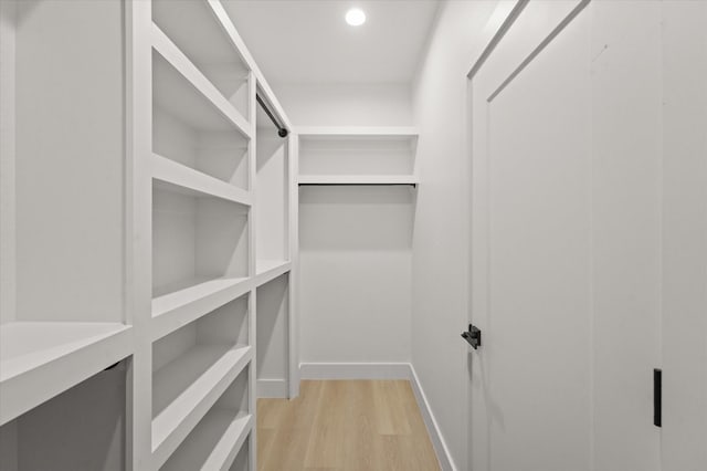 spacious closet featuring light wood-style floors