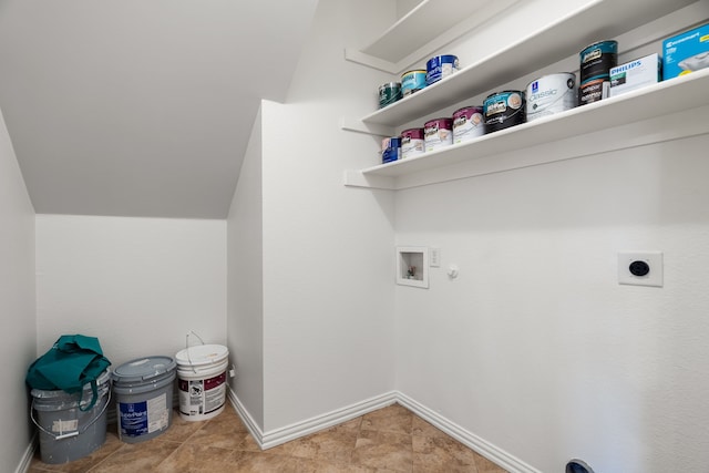 laundry room with baseboards, laundry area, hookup for a washing machine, hookup for a gas dryer, and electric dryer hookup