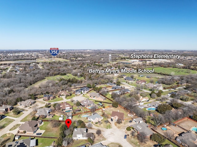 drone / aerial view with a residential view