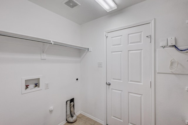 washroom with visible vents, laundry area, hookup for a washing machine, hookup for a gas dryer, and electric dryer hookup