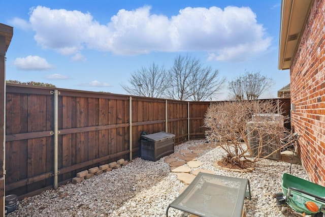 view of yard featuring a fenced backyard