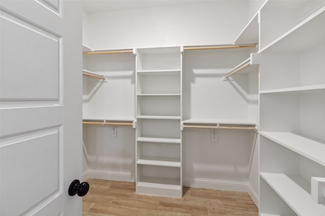 spacious closet with wood finish floors