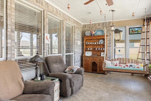 5710 Nutcracker Dr, Granbury, TX 76049 - sitting room with a ceiling fan and tile patterned floors