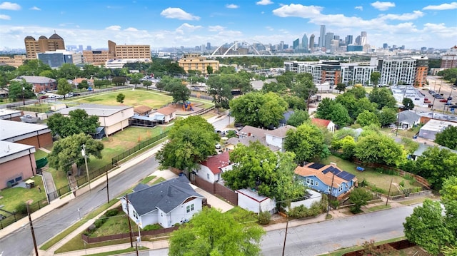 aerial view featuring a city view