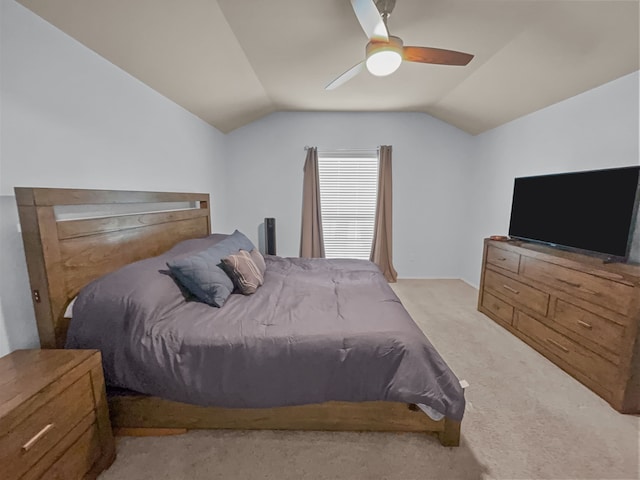 8828 King Ranch Dr, Cross Roads, TX 76227 - bedroom with lofted ceiling, carpet floors, and a ceiling fan