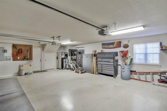 garage with a garage door opener