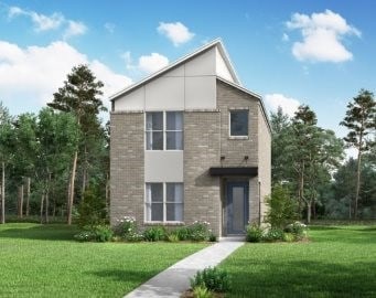 view of front of home featuring brick siding and a front yard