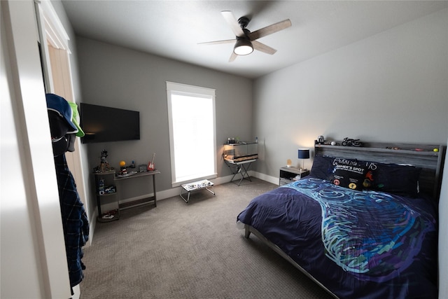 1239 Eagles Bluff Dr, Brock, TX 76087 - bedroom featuring carpet floors, baseboards, and ceiling fan