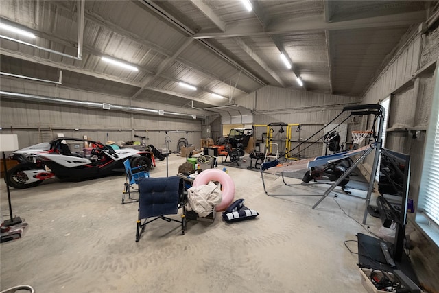 garage featuring metal wall