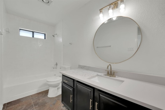 full bathroom featuring vanity, shower / tub combination, and toilet