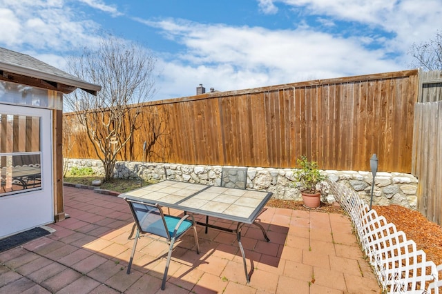 view of patio / terrace with outdoor dining area and a fenced backyard