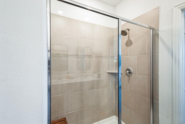 bathroom featuring a shower stall