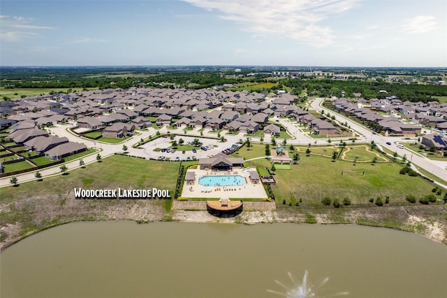 870 Sitwell Dr, Fate, TX 75087 - aerial view of residential area with a nearby body of water and a pool