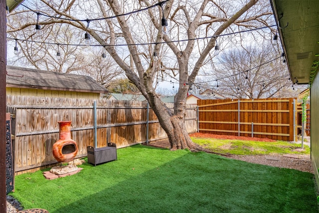 view of yard featuring a fenced backyard