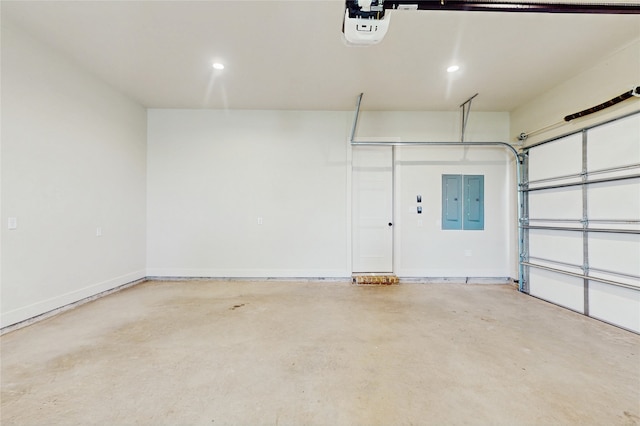 2031 Meadowlark Ct, Aledo, TX 76008 - garage with a garage door opener, electric panel, and recessed lighting