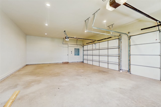 2031 Meadowlark Ct, Aledo, TX 76008 - garage with a garage door opener, electric panel, and recessed lighting