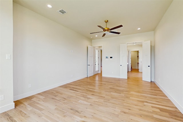 2031 Meadowlark Ct, Aledo, TX 76008 - spare room featuring ceiling fan, light wood-style flooring, and recessed lighting