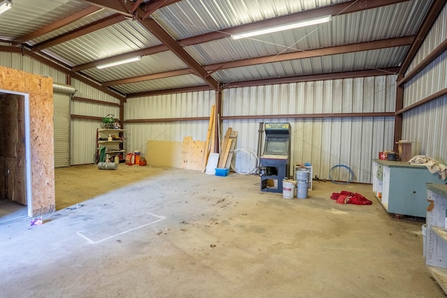 garage featuring metal wall