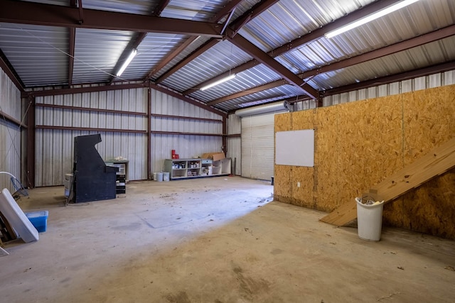 garage featuring metal wall