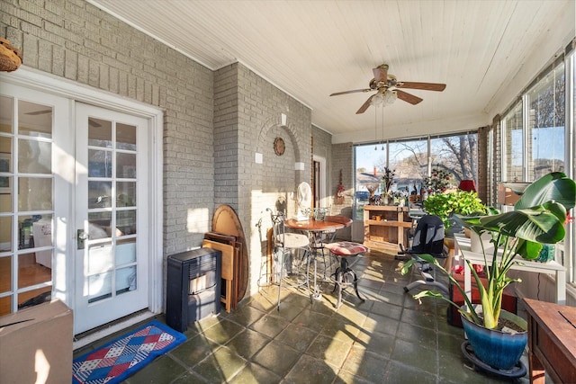 sunroom with french doors