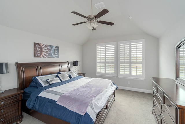 4152 Sanders Dr, Celina, TX 75009 - bedroom with visible vents, multiple windows, light colored carpet, and vaulted ceiling