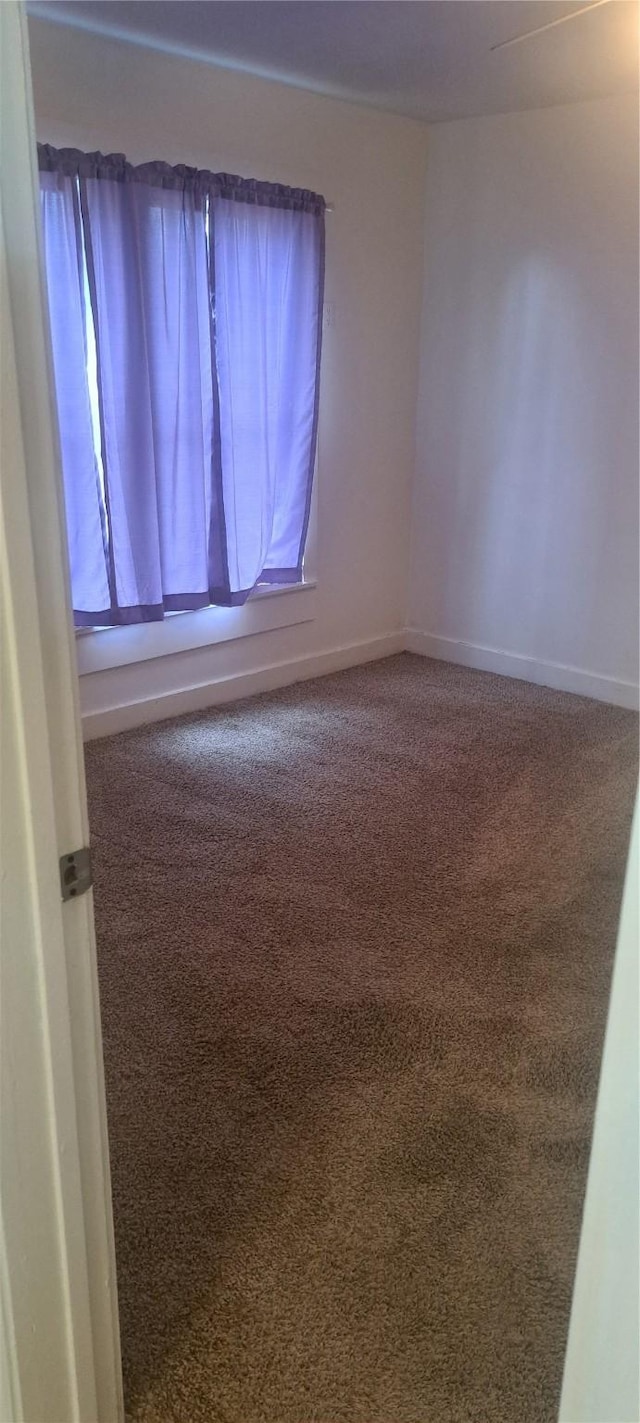 carpeted spare room featuring a wealth of natural light and baseboards