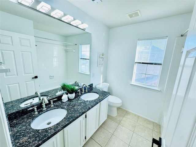 full bath featuring a sink, visible vents, and toilet