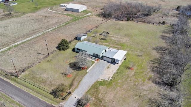 aerial view featuring a rural view