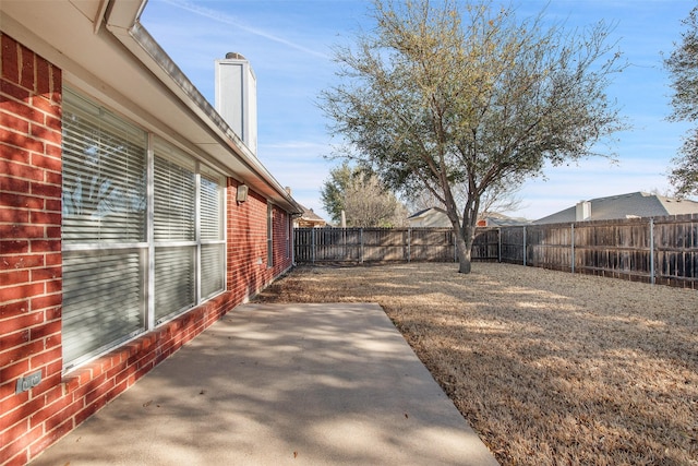 view of yard with a patio area and a fenced backyard