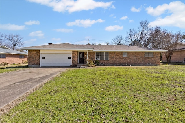 6305 Chapman Dr, Greenville, TX 75402 - ranch-style house featuring brick siding, an attached garage, driveway, and a front yard