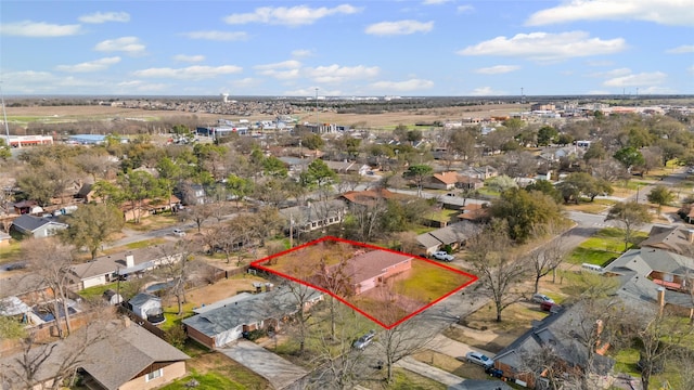 6305 Chapman Dr, Greenville, TX 75402 - aerial perspective of suburban area with property parcel outlined