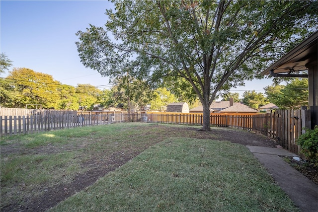 view of yard with a fenced backyard