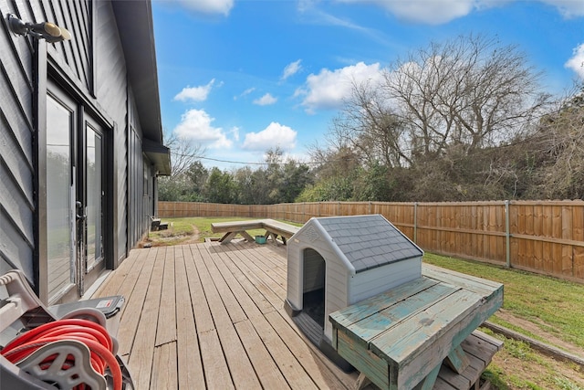 deck featuring a fenced backyard