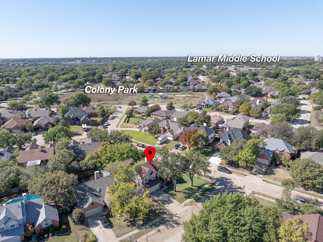 aerial view with a residential view