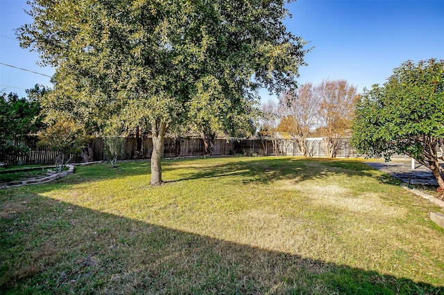 view of yard featuring a fenced backyard