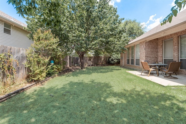 view of yard with a patio and a fenced backyard