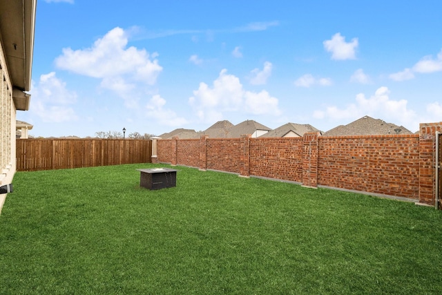 view of yard with a fenced backyard