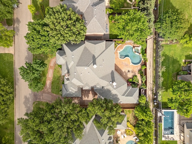 aerial view of a pool area